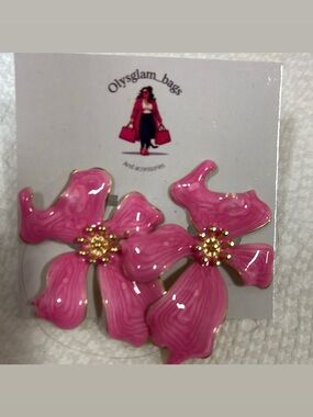 Pink Floral Statement Earrings